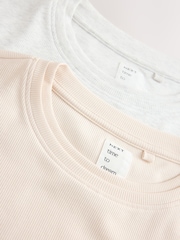 Grey/Ecru Ribbed T-Shirts 2 Pack - Image 9 of 10