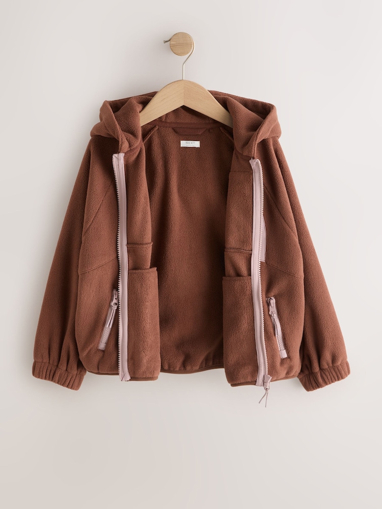 Chocolate Brown Zip Up Hooded Fleece Jacket (3-16yrs) - Image 2 of 5 Chocolate Brown Zip Up Hooded Fleece Jacket (3-16yrs) - Image 2 of 5