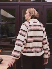Pink Stripe Borg Half Zip Peplum Fleece - Image 3 of 9