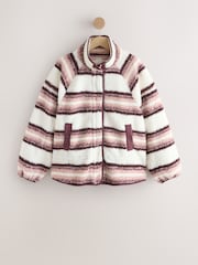 Pink Stripe Borg Half Zip Peplum Fleece - Image 7 of 9