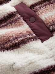 Pink Stripe Borg Half Zip Peplum Fleece - Image 8 of 9