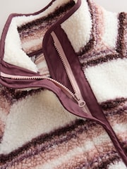 Pink Stripe Borg Half Zip Peplum Fleece - Image 9 of 9