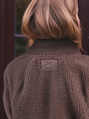 Chocolate Brown Borg Half Zip Peplum Fleece - Image 5 of 9