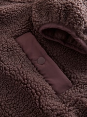 Chocolate Brown Borg Half Zip Peplum Fleece - Image 8 of 9