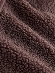 Chocolate Brown Borg Half Zip Peplum Fleece - Image 9 of 9