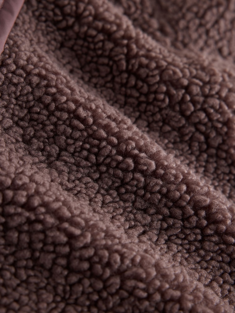 Chocolate Brown Borg Half Zip Peplum Fleece - Image 9 of 9