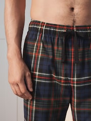 Navy Blue Cosy Check Jersey Pyjama Bottoms - Image 5 of 8