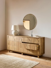 Natural Arches Mango Effect Wide 8 Drawer Chest of Drawers - Image 3 of 10
