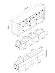 Natural Arches Mango Effect Wide 8 Drawer Chest of Drawers - Image 4 of 10
