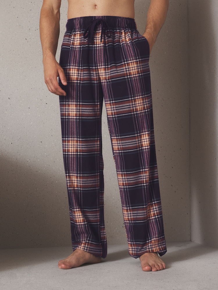 Berry Red Cosy Check Jersey Pyjama Bottoms - Image 1 of 8