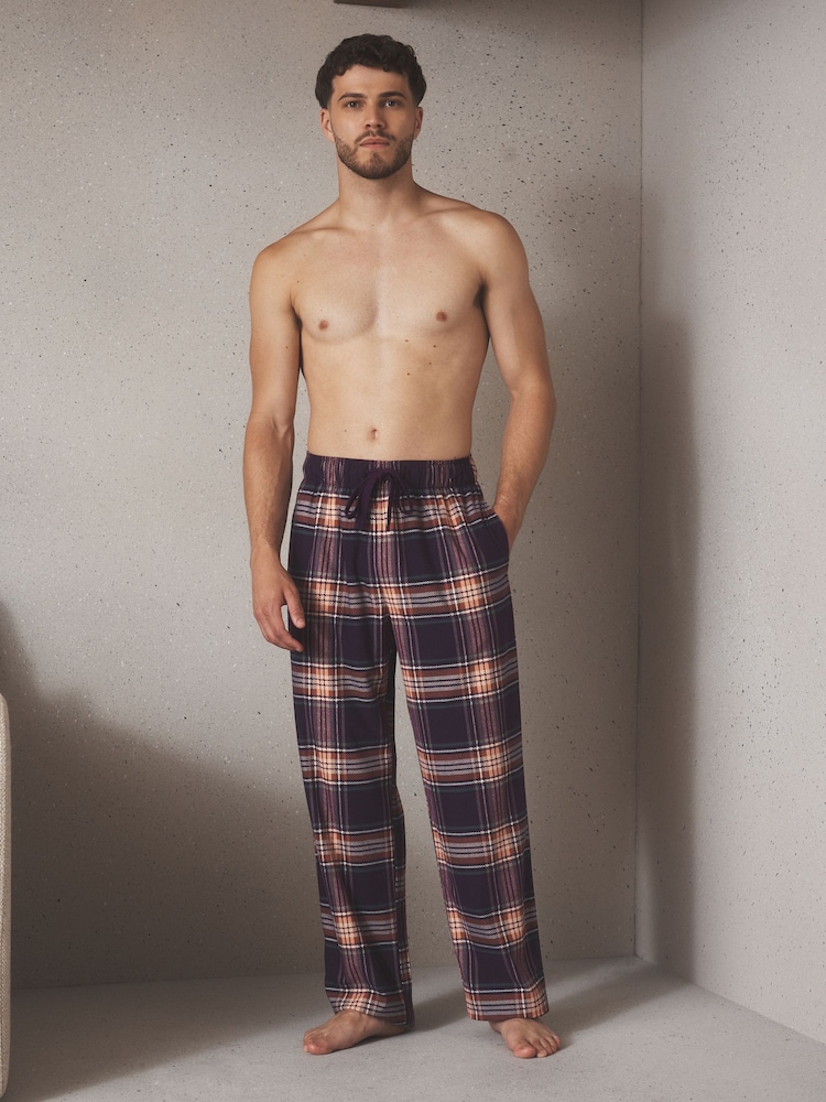 Berry Red Cosy Check Jersey Pyjama Bottoms - Image 2 of 8