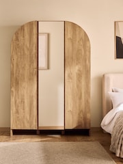 Mid Natural Arches Mango Wood Effect Triple Wardrobe - Image 1 of 10
