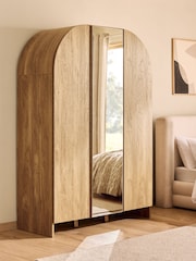 Mid Natural Arches Mango Wood Effect Triple Wardrobe - Image 2 of 10