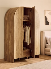 Mid Natural Arches Mango Wood Effect Triple Wardrobe - Image 3 of 10