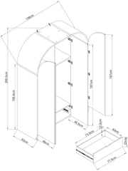 Mid Natural Arches Mango Wood Effect Triple Wardrobe - Image 4 of 10