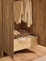 Mid Natural Arches Mango Wood Effect Triple Wardrobe - Image 6 of 10