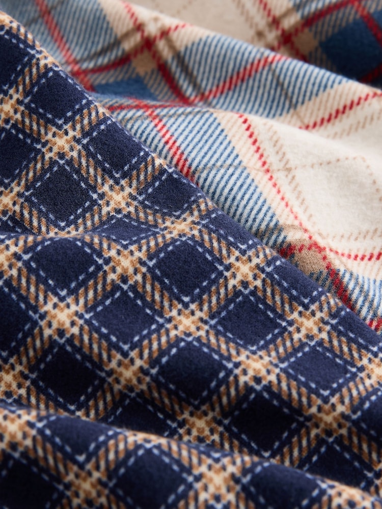 Navy/ Neutral Cosy Check Jersey Pyjama Bottoms 2 Pack - Image 11 of 11
