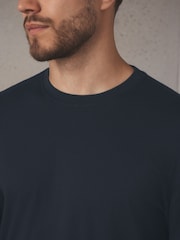 Navy Blue Cosy Check Long Sleeve Jersey Pyjamas Set - Image 6 of 11