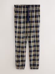 Ochre Yellow Short Sleeve Cosy Check Jersey Pyjamas Set - Image 9 of 11