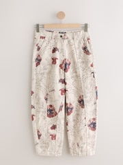 Ecru Floral Print National Trust X Next Cotton Cargo Barrel Leg Trousers - Image 7 of 9