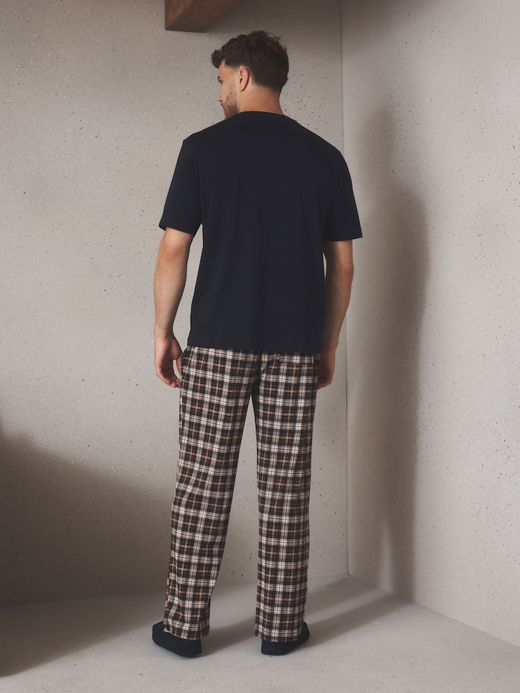 Navy/ Ecru Jersey Short Sleeve Pyjamas Set 2 Pack - Image 2 of 7 Navy/ Ecru Jersey Short Sleeve Pyjamas Set 2 Pack - Image 2 of 7
