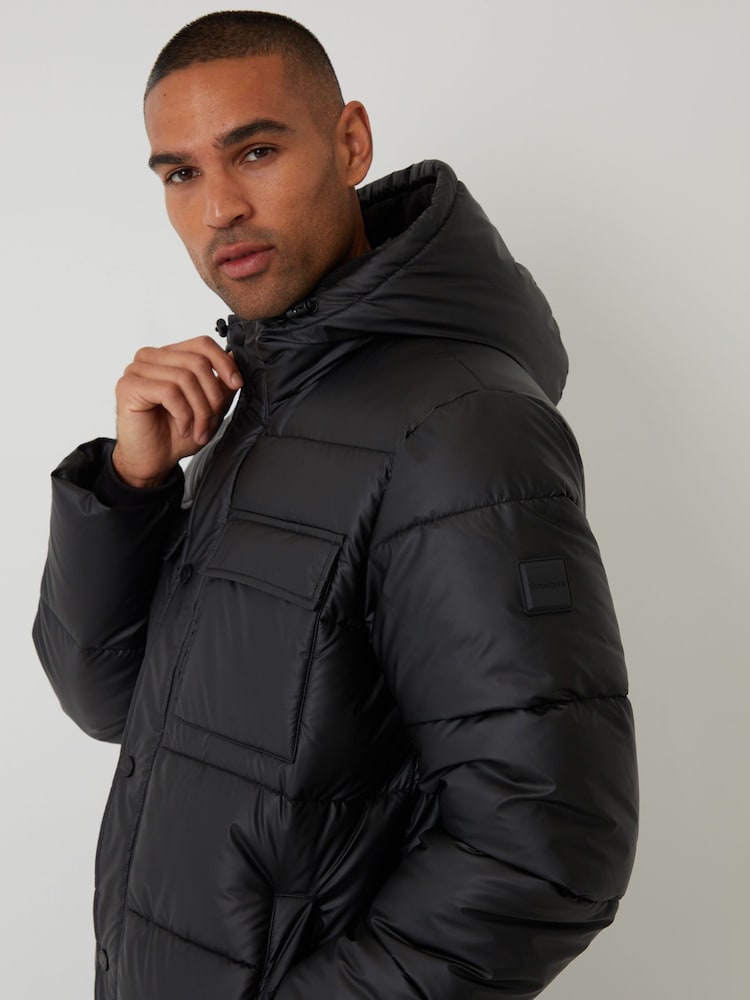 Threadbare Black Showerproof PU Longline Puffer Coat - Image 5 of 5 Threadbare Black Showerproof PU Longline Puffer Coat - Image 5 of 5