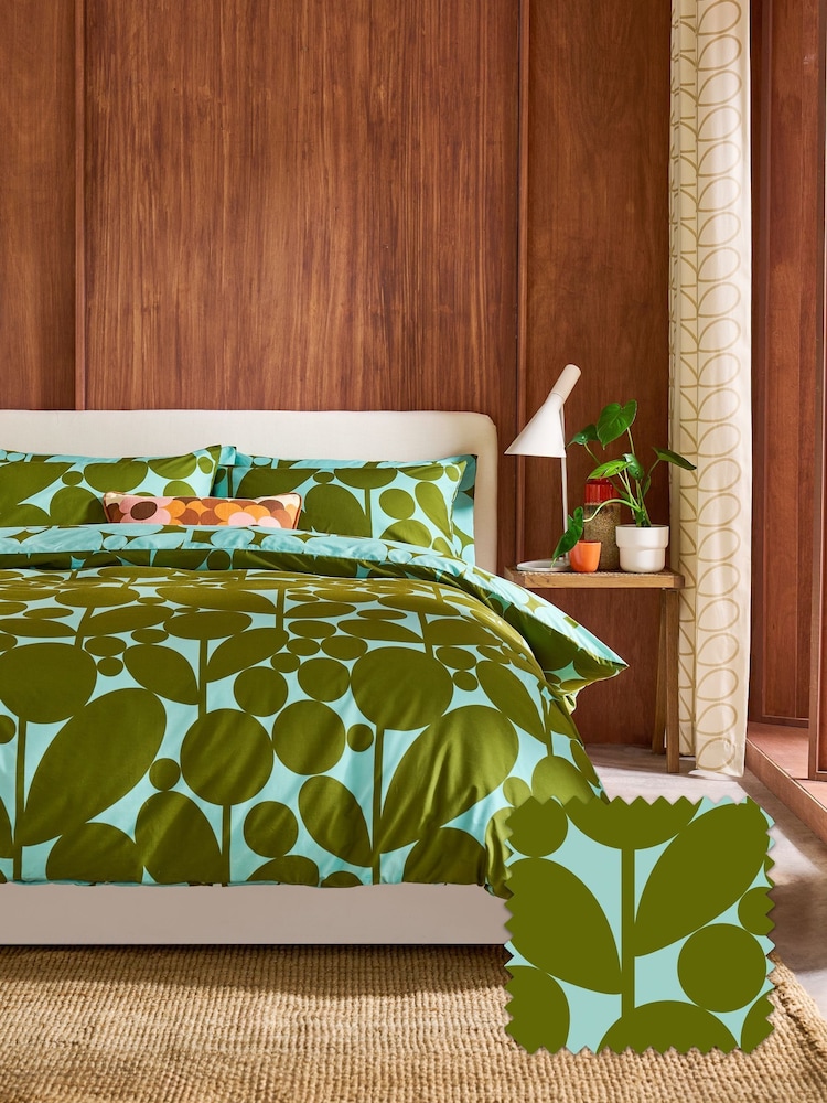 Orla Kiely Aqua Seagrass Blue Bubble Flower 200 Thread Count Duvet Cover and Pillowcase Set - Image 1 of 7