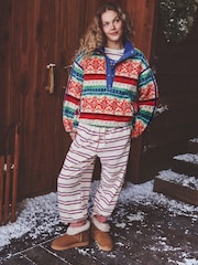 Red/Green Fairisle Half Zip Borg Fleece - Image 2 of 7
