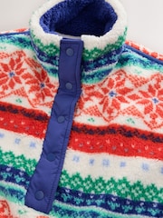 Red/Green Fairisle Half Zip Borg Fleece - Image 5 of 7