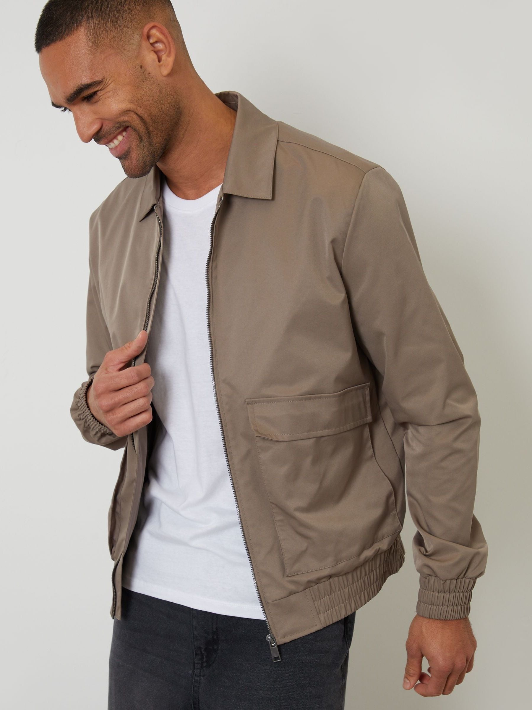 Buy Threadbare Brown Showerproof Patch Pocket Zip Up Collared