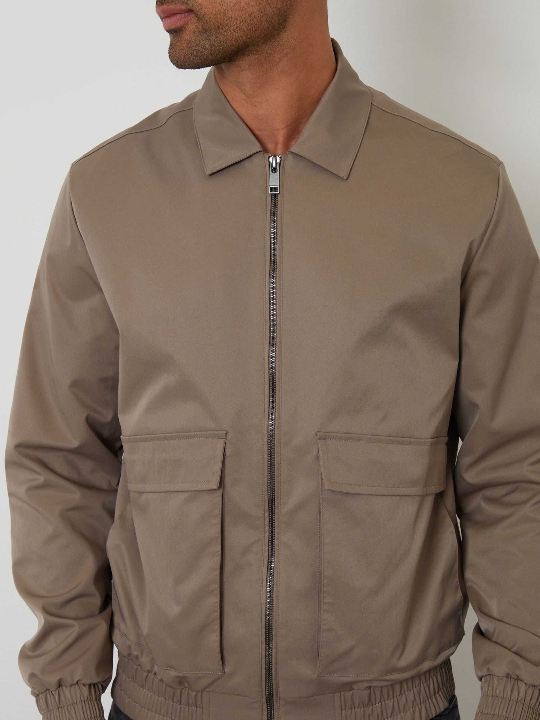 Buy Threadbare Brown Showerproof Patch Pocket Zip Up Collared