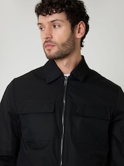 Threadbare Black Showerproof Lightweight Zip Up Jacket With Collar - Image 4 of 6