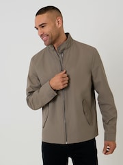 Threadbare Brown Showerproof Zip Up Harrington Jacket - Image 1 of 5