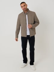 Threadbare Brown Showerproof Zip Up Harrington Jacket - Image 3 of 5