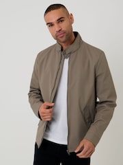 Threadbare Brown Showerproof Zip Up Harrington Jacket - Image 5 of 5