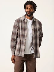 FatFace Brown Long Sleeve Crail Check Shirt - Image 1 of 7