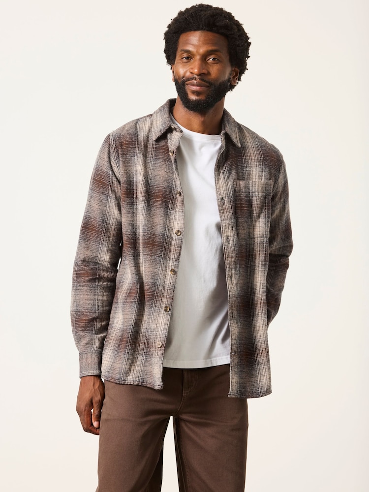 FatFace Brown Long Sleeve Crail Check Shirt - Image 1 of 7