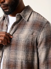 FatFace Brown Long Sleeve Crail Check Shirt - Image 3 of 7