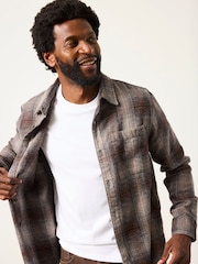 FatFace Brown Long Sleeve Crail Check Shirt - Image 5 of 7