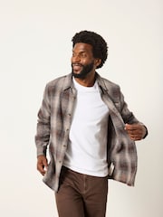 FatFace Brown Long Sleeve Crail Check Shirt - Image 6 of 7