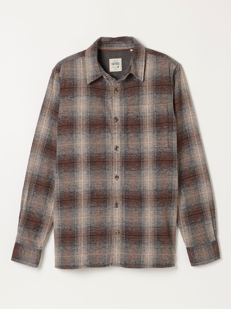 FatFace Brown Long Sleeve Crail Check Shirt - Image 7 of 7