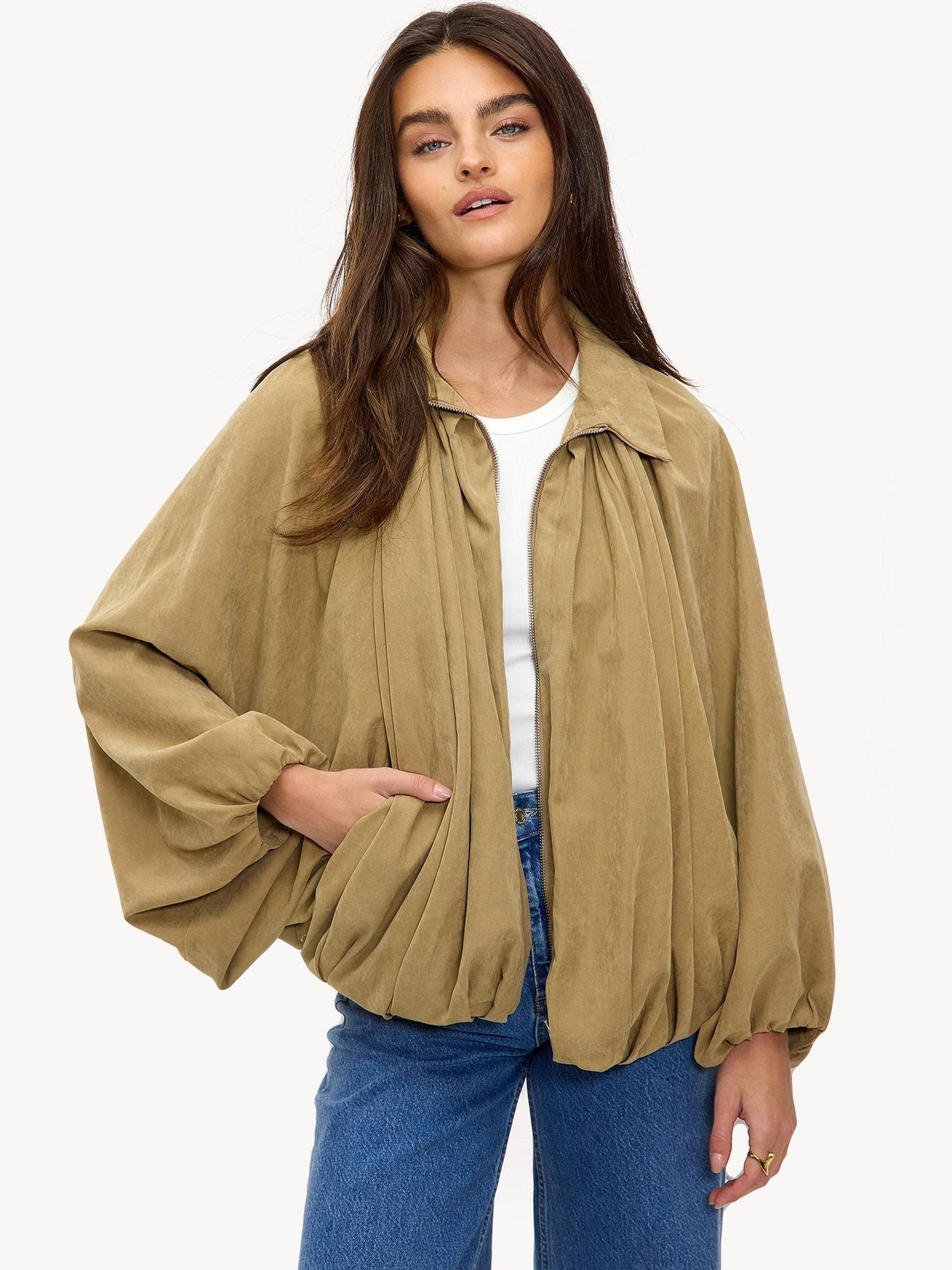 ジャケット・アウター MANOF DOUBLE KNIT BALLOON BLOUSON Buy LOAVIES Brown A Meadow Of Love Balloon Sleeve Bomber Jacket