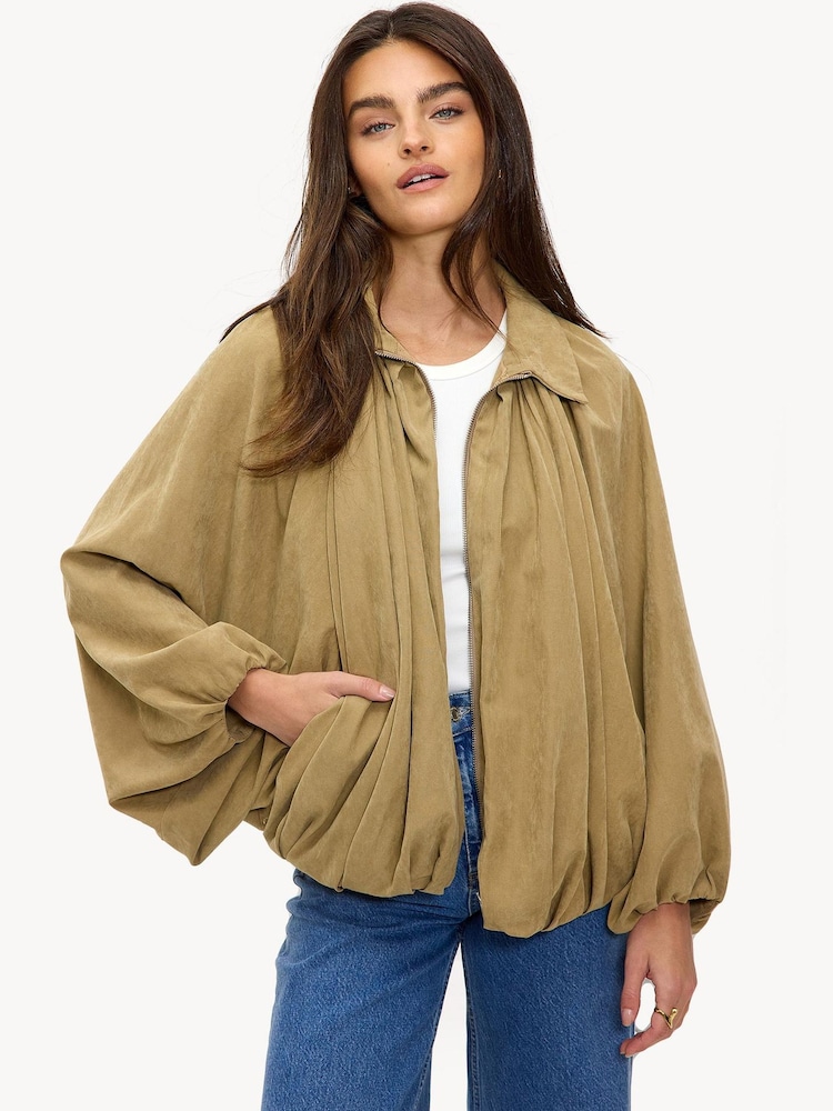 LOAVIES A Meadow Of Love Bomber Brown Jacket - Image 2 of 5 LOAVIES A Meadow Of Love Bomber Brown Jacket - Image 2 of 5