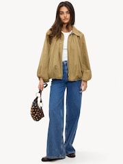 LOAVIES A Meadow Of Love Balloon Sleeve Brown Bomber Jacket - Image 5 of 5