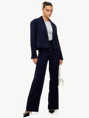 LOAVIES Blue Mood Of Magic Pinstripe Wide Leg Trousers - Image 1 of 5