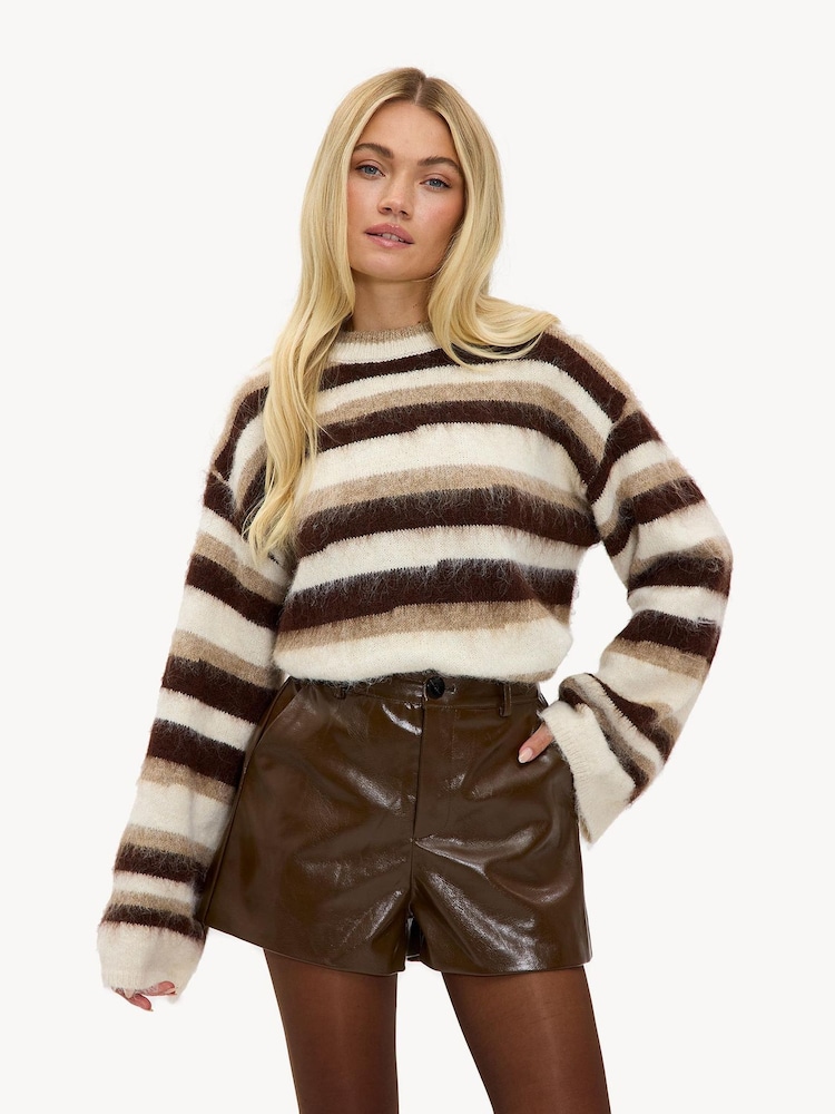 LOAVIES Falling Into Us Brown Shorts - Image 1 of 5 LOAVIES Falling Into Us Brown Shorts - Image 1 of 5