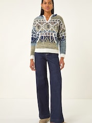 Roman Grey Jacquard Hooded Knit Jumper - Image 2 of 5