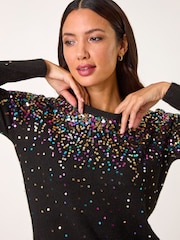 Roman Black Sprinkle Sequin Knit Jumper - Image 2 of 6