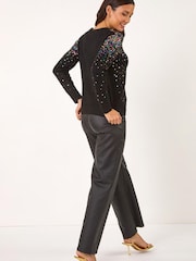 Roman Black Sprinkle Sequin Knit Jumper - Image 4 of 6
