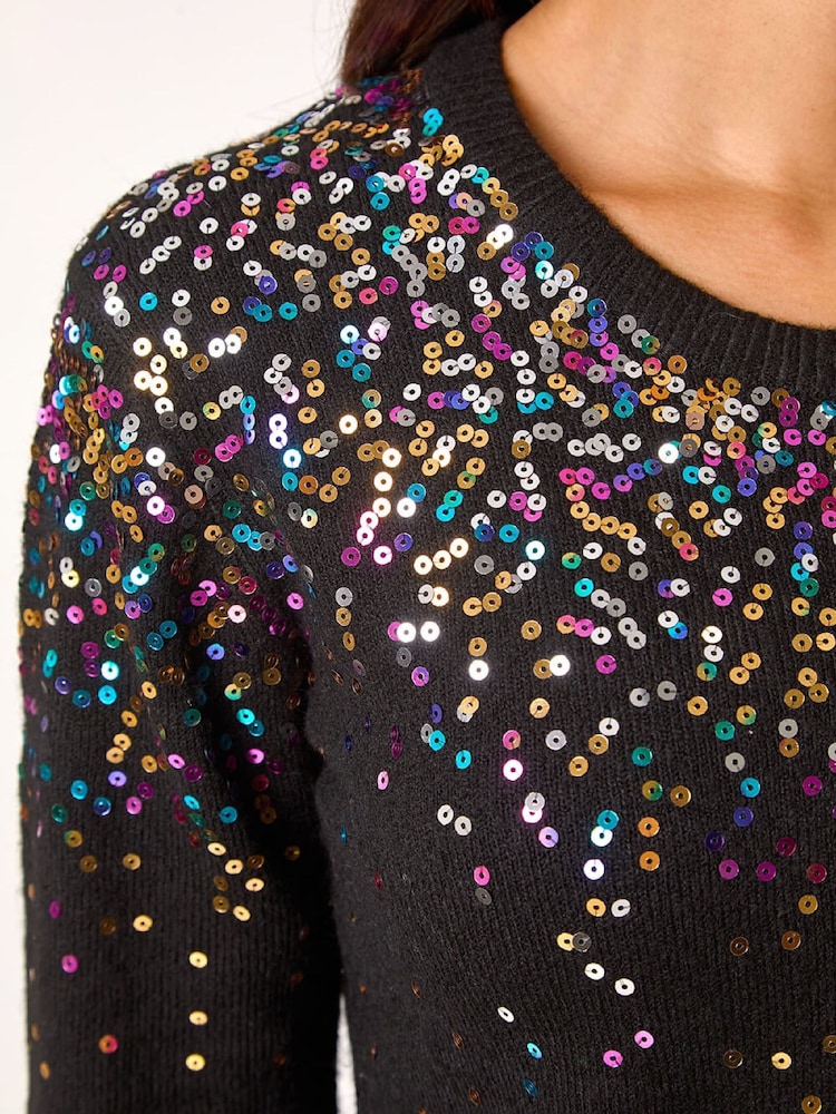 Roman Black Sprinkle Sequin Knit Jumper - Image 6 of 6